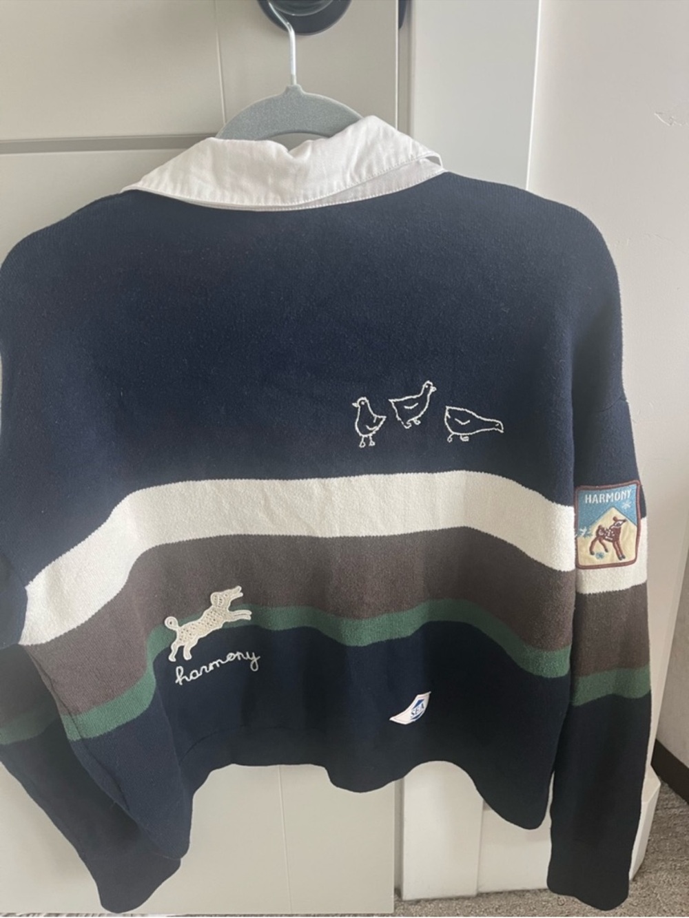 Sea New York Navy, White, Brown & Green Striped Rugby Sweatshirt - Picture 11 of 16